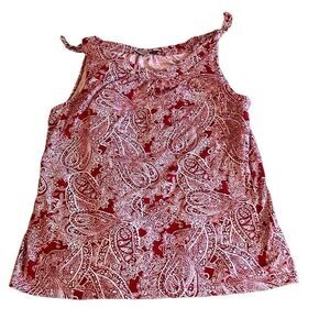 Jones New York Sports Women's Red Paisley Print Sleeveless Top Size Medium